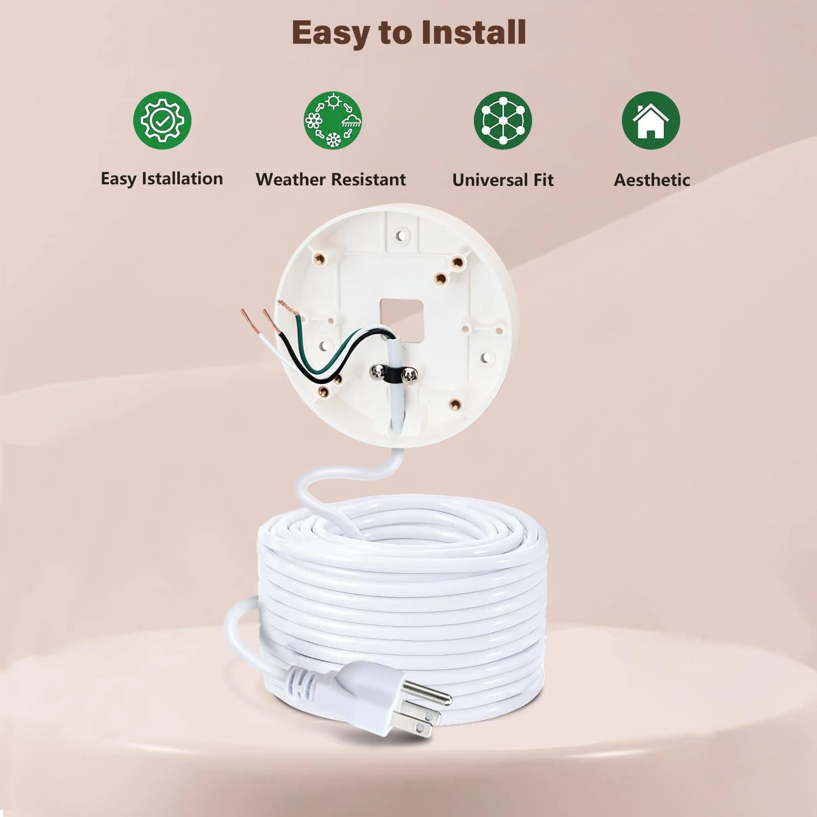 Power Cable and Plug-in Mount for Floodlight Cams Compatible with Floodlight Cam Wired Pro/Plus, Blink Wired Floodlight Camera, Electrical Box with 20ft Weatherproof Cable -(2in1 Mount and Cord Set) - Image 3