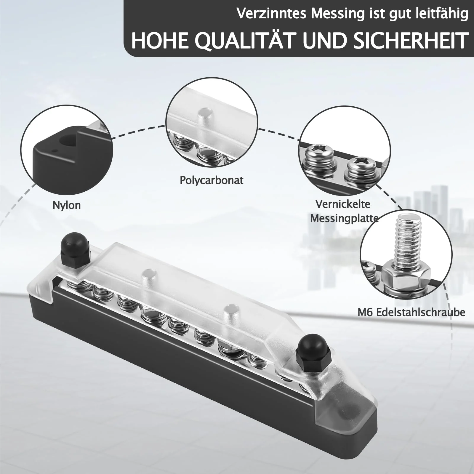 Power Distribution Block Busbar with Cover 150A Marine Battery Terminals Distribution Block with M6 Connection Bolts, M4 Connection Screws for Car, Boat, RV (4 x M6 Bolts, 6 x M4 Screws) 4 x M6 bolts, 6 x M4 screws - Image 4