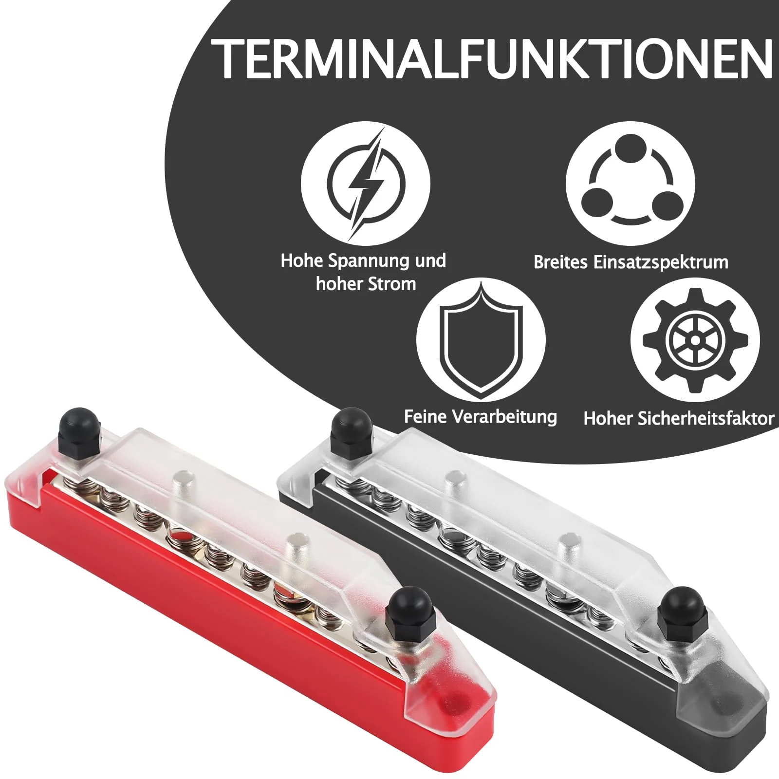 Power Distribution Block Busbar with Cover 150A Marine Battery Terminals Distribution Block with M6 Connection Bolts, M4 Connection Screws for Car, Boat, RV (4 x M6 Bolts, 6 x M4 Screws) 4 x M6 bolts, 6 x M4 screws - Image 6