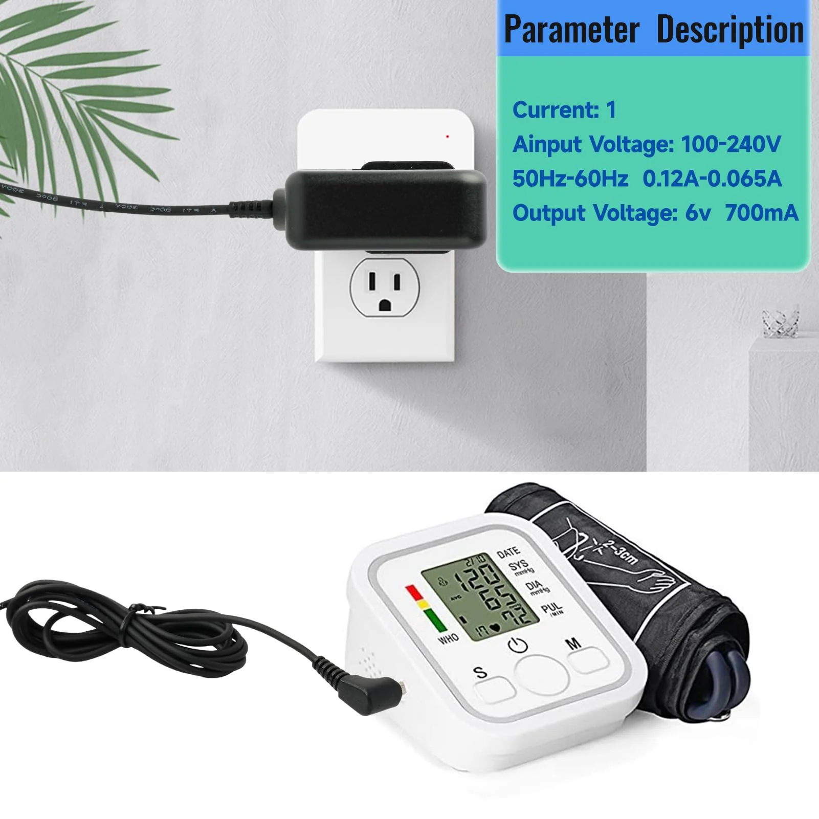 Power Supply 6V Charger Blood Pressure Monitor Compatible with Omron, X2/X2 Basic X3/6 Comfort, X4/7 Smart, M2 Basic, M3/M3 Comfort, M4, Intelli IT, M7 Intelli IT, hhp-cm01, M400/500/700, Power - Image 4