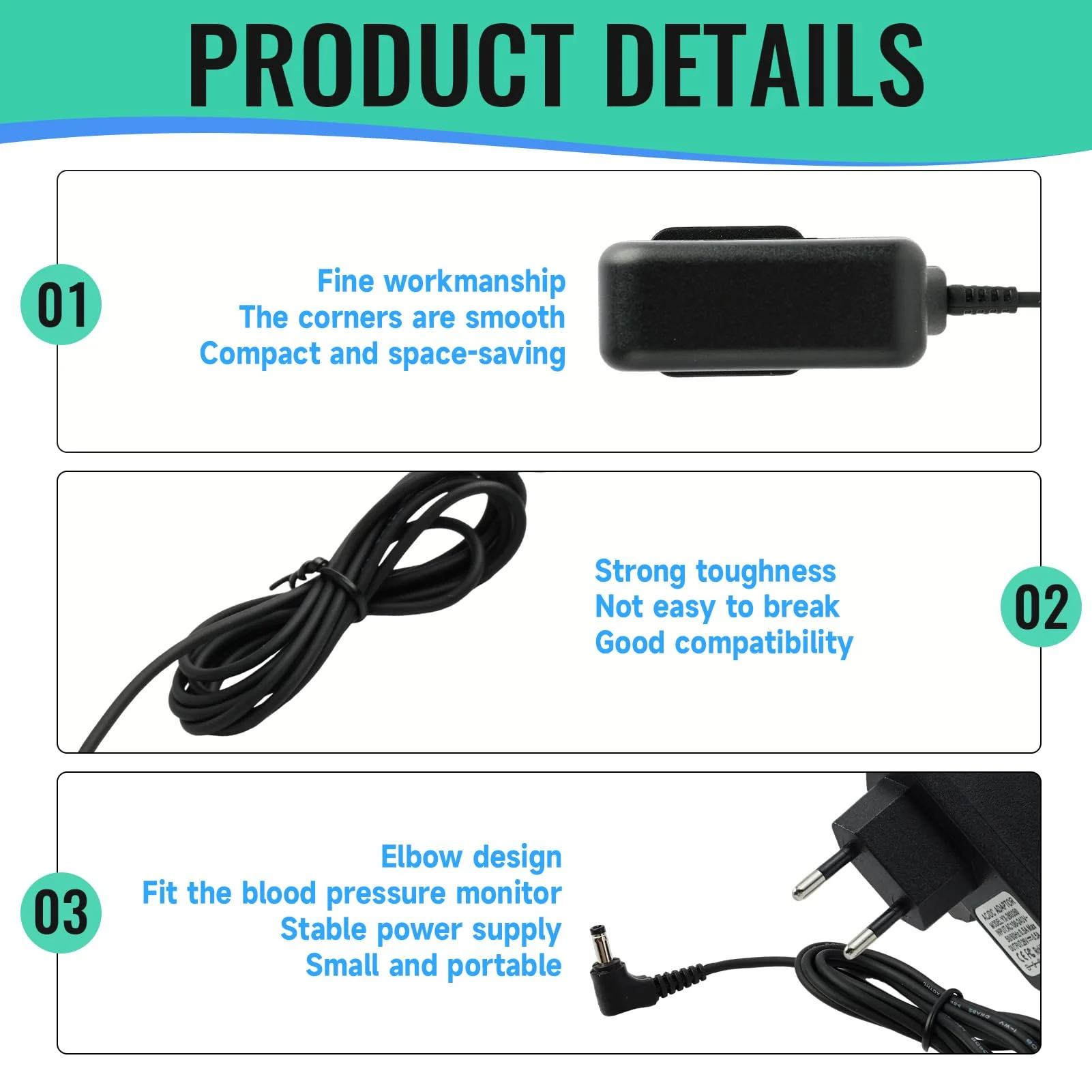 Power Supply 6V Charger Blood Pressure Monitor Compatible with Omron, X2/X2 Basic X3/6 Comfort, X4/7 Smart, M2 Basic, M3/M3 Comfort, M4, Intelli IT, M7 Intelli IT, hhp-cm01, M400/500/700, Power - Image 5