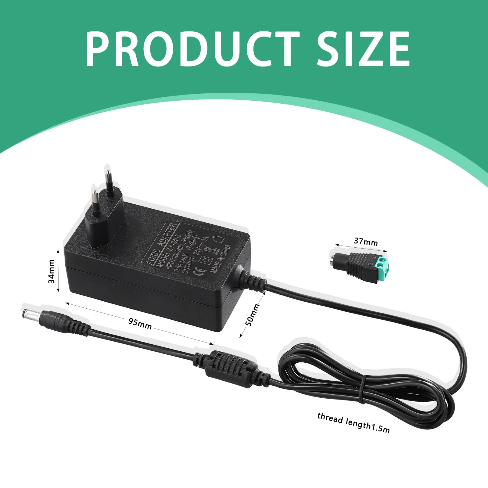 Power Supply Adapter 24V 3A 72W Universal Transformer 100-240AC 50/60hz Power Supply AC to DC Converter Transformer for 24V Strip Driver - Image 2