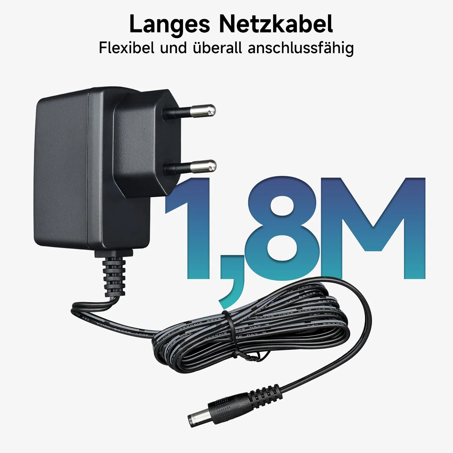Power Supply Adapter 9V 0.5A 4.5W 1.8M AC DC Switching Adapter (Input 100-240V, Output 9V 0.5A) DC 9V 5.5x2.1mm Wall Mount Transformer Plug 9V0,5A - Image 2
