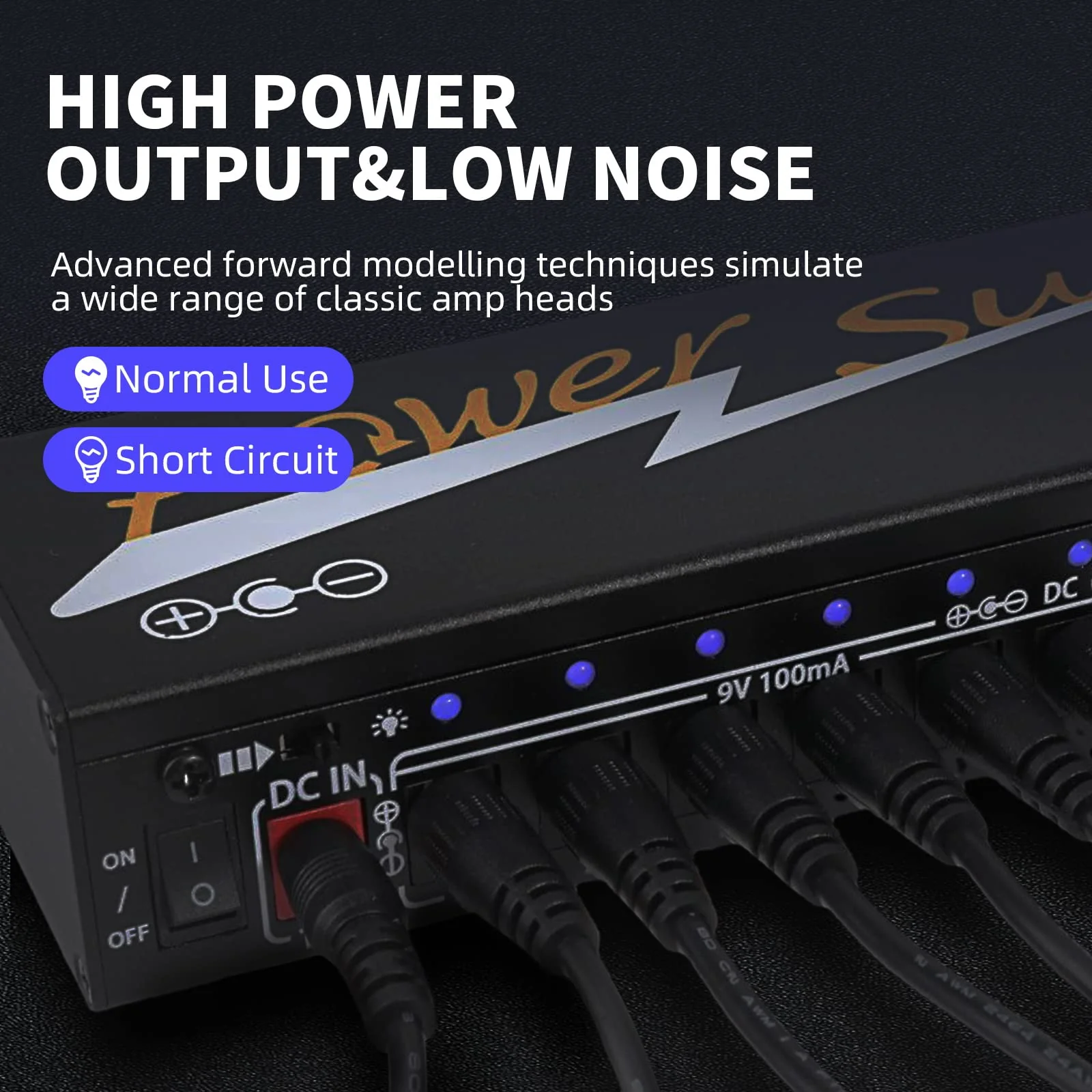 Power Supply for Guitar Effect Pedals 10 Isolated DC Output 9V/12V/18V for Effect Pedal with Separate Short-Circuit Protection - Image 3