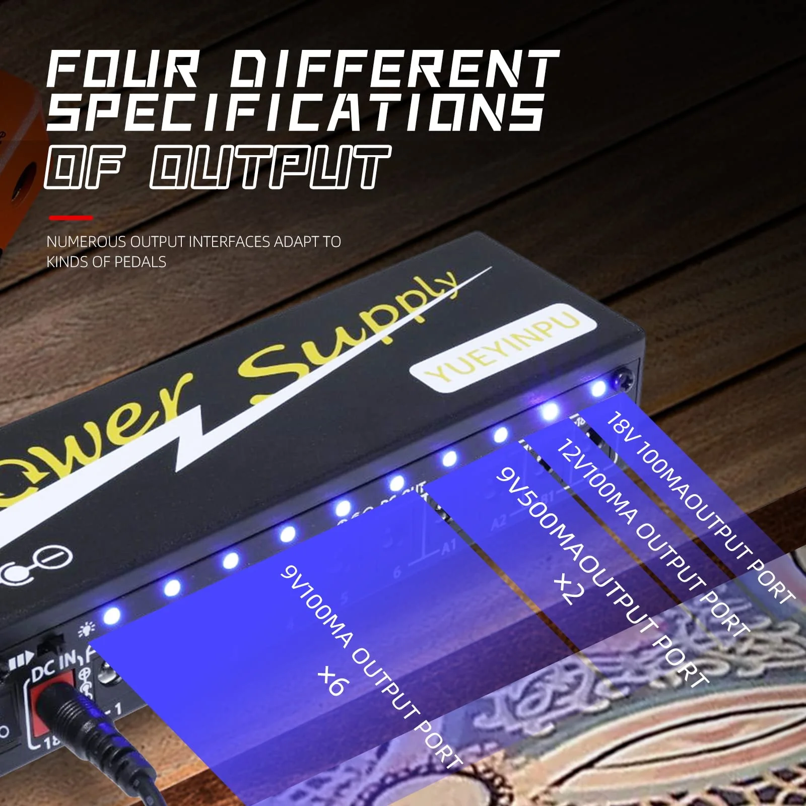 Power Supply for Guitar Effect Pedals 10 Isolated DC Output 9V/12V/18V for Effect Pedal with Separate Short-Circuit Protection - Image 4