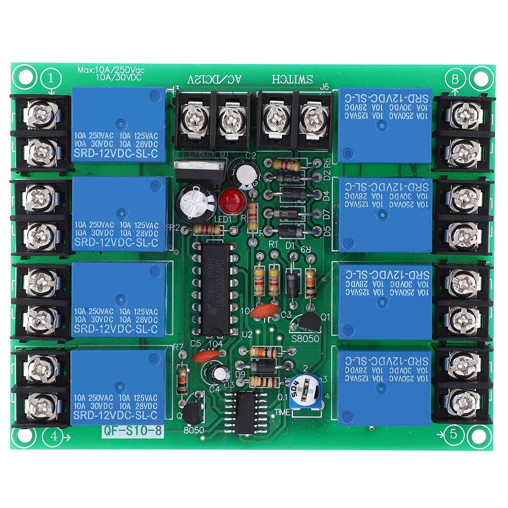Power Time Sequence Board 8 Channels Power Time Sequence Board 0.2-4S Adjustable Sequential Controller Module for Stage KTV or Audio Devices - Image 2