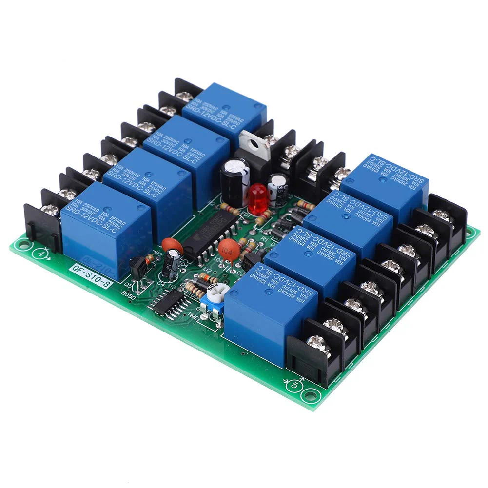 Power Time Sequence Board 8 Channels Power Time Sequence Board 0.2-4S Adjustable Sequential Controller Module for Stage KTV or Audio Devices - Image 4