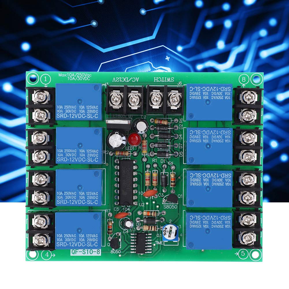 Power Time Sequence Board 8 Channels Power Time Sequence Board 0.2-4S Adjustable Sequential Controller Module for Stage KTV or Audio Devices - Image 5