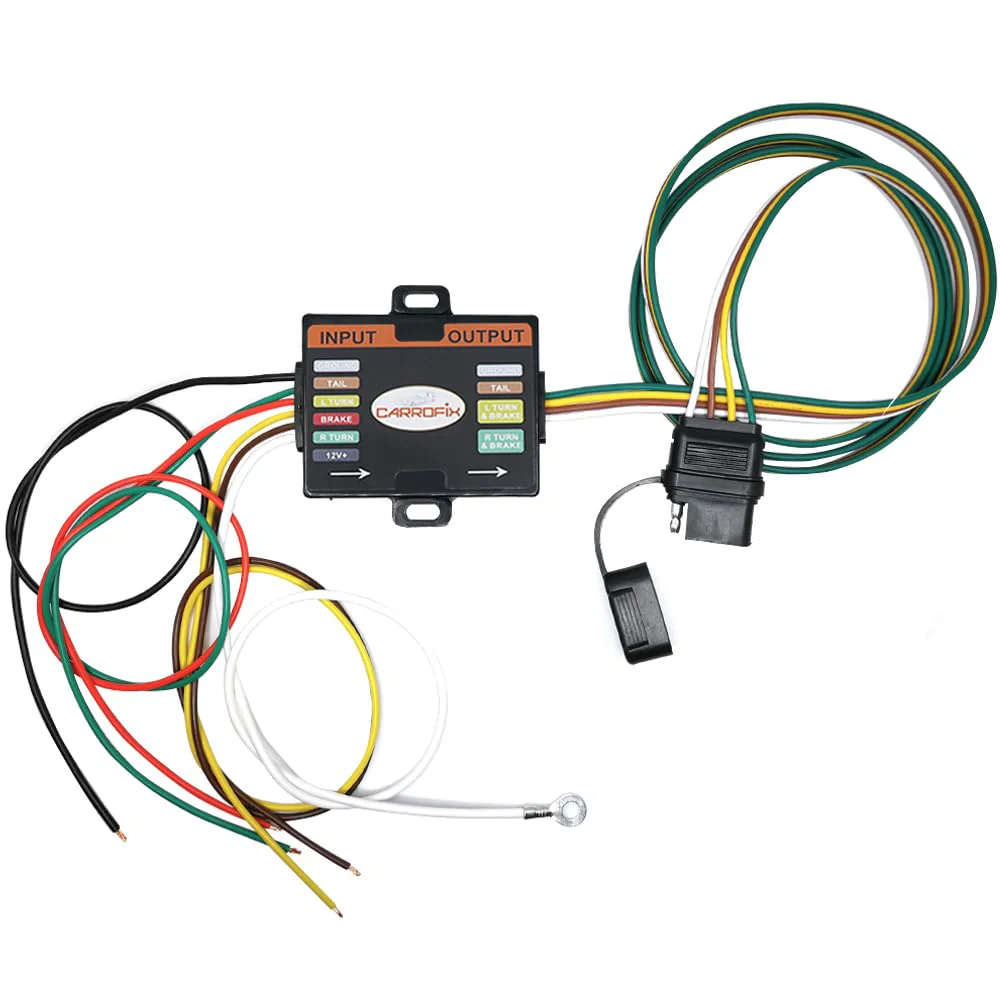 Powered 3-to-2-Wire Trailer Tail Light Converter with 1.5ft Leads and 4.8ft 4-Way Wiring Harness Connector - LED Compatible - Image 3