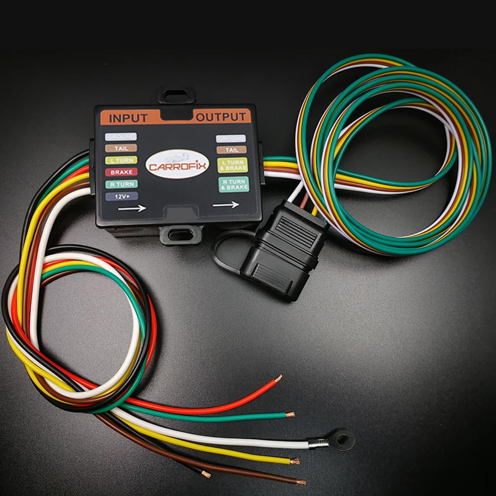 Powered 3-to-2-Wire Trailer Tail Light Converter with 1.5ft Leads and 4.8ft 4-Way Wiring Harness Connector - LED Compatible - Image 4