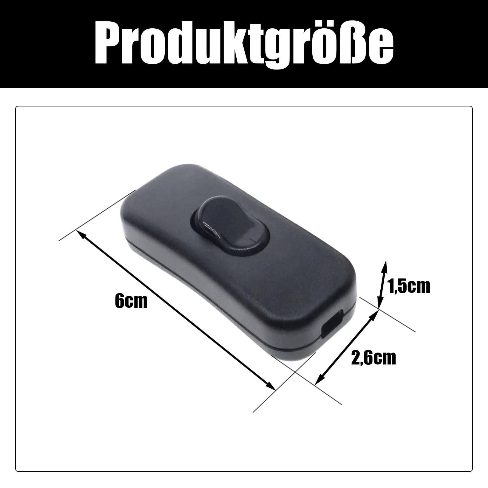Powice 2 pieces intermediate switch, cord switch, 230 V, cable switch, suitable for 2 and 3-core power cables and small devices or lights toggle switch, (white + black) 2 Stück White+Black - Image 2
