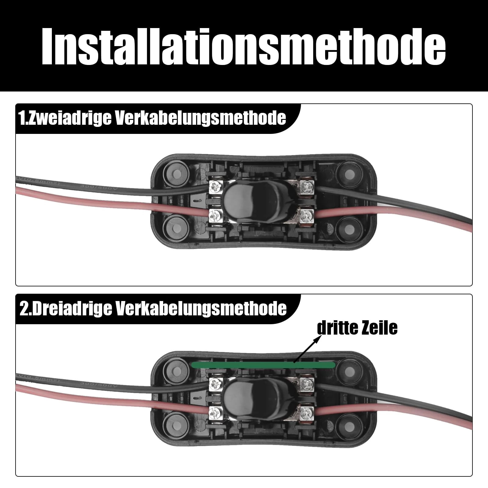 Powice 2 pieces intermediate switch, cord switch, 230 V, cable switch, suitable for 2 and 3-core power cables and small devices or lights toggle switch, (white + black) 2 Stück White+Black - Image 5