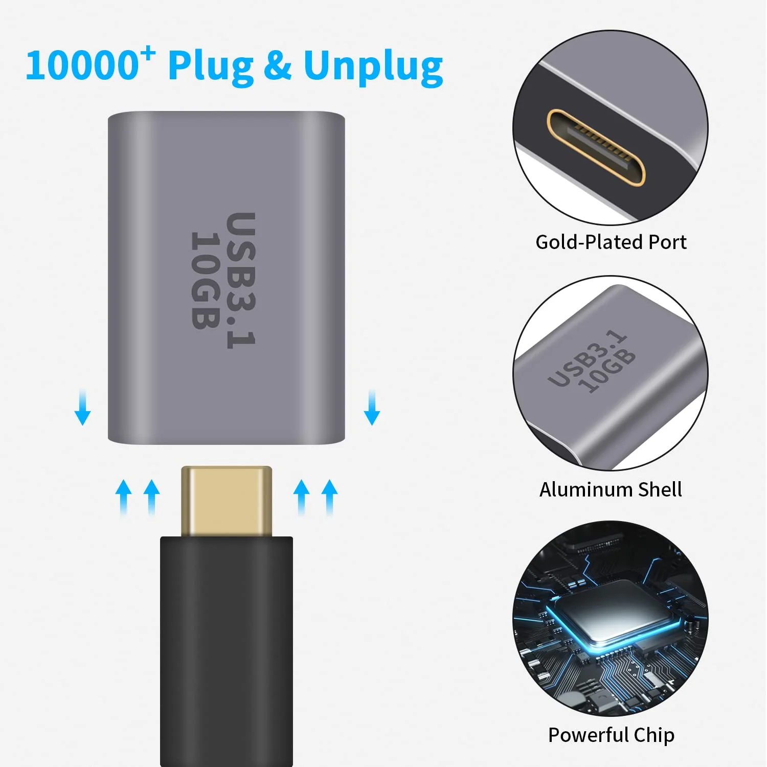 Poyiccot USB A to USB C Adapter, 2Pack USB C Female to USB Female Adapter, 10Gbps USB A Female to USB C Female Adapter Bi-Directional (USB 3.1 Type C Gen2) Compatible for iPhone, MacBook Pro, Laptop USB A to USB C Extender-2pack - Image 4
