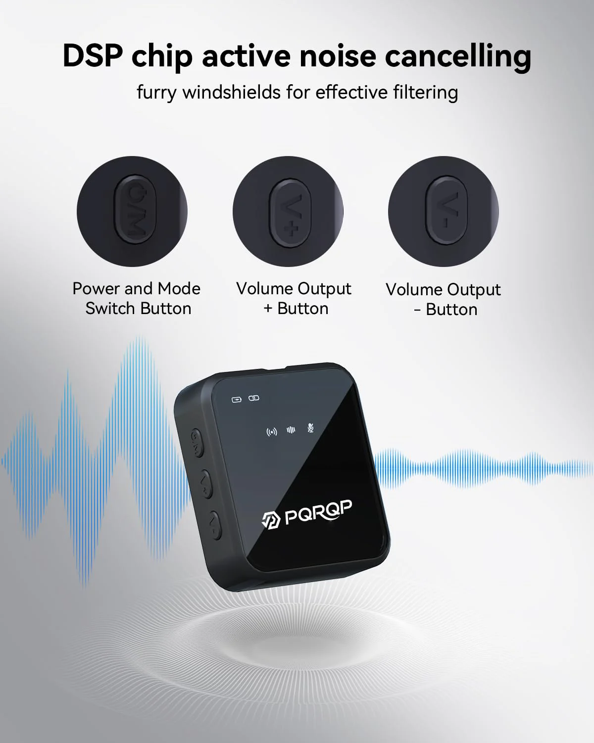 PQRQP 3 in 1 Microphone for iPhone/Android/Camera, Wireless Microphones, 328ft Transmission, 18H Battery Life, Mini Microphone for Record Interview, Vlogs, YouTube, Tiktok, Preamps Ebony Black - Image 2