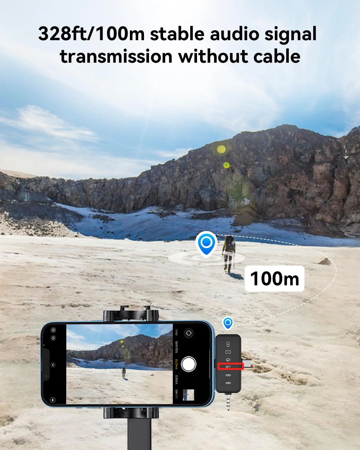 PQRQP 3 in 1 Microphone for iPhone/Android/Camera, Wireless Microphones, 328ft Transmission, 18H Battery Life, Mini Microphone for Record Interview, Vlogs, YouTube, Tiktok, Preamps Ebony Black - Image 5