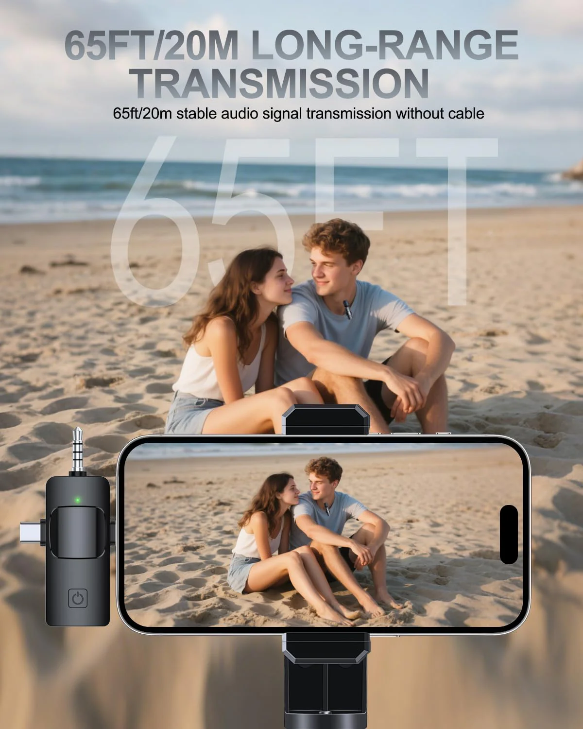 PQRQP 3 in 1 Professional Wireless Lavalier Microphone for iPhone, Android, Camera, Wireless Microphones, Mini Microphone, Crystal Clear Sound Quality for Recording, Live Streaming, Microphone Clips Elegant Black - Image 5