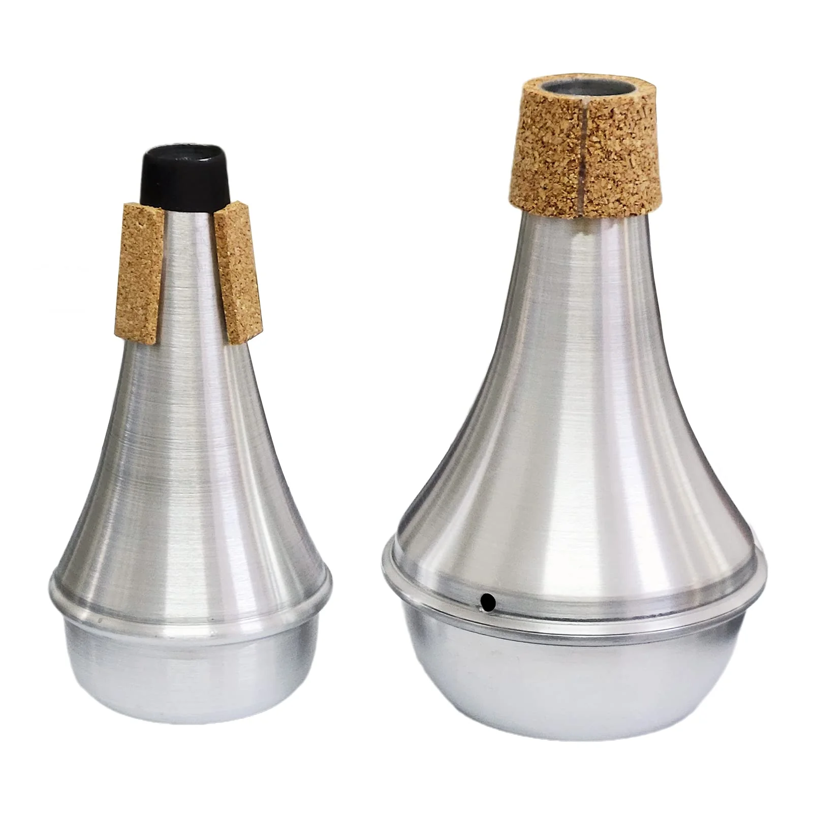 Practice Silencer Brass Trumpet Mute Aluminum Cork Musical Instrument Part (2Pcs (Mute+Silencer)) 2Pcs (Mute+Silencer) - Image 2