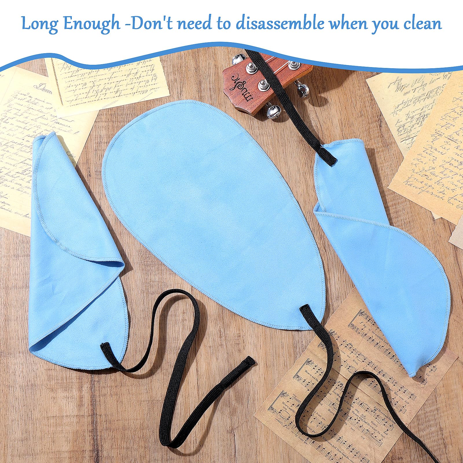 Prasacco 3 Pcs Clarinet Swab Cloth Clarinet Cleaning Cloth for Inside Tube Clarinet Cleaning Kit Clarinet Accessories Cleaning Swab Suitable for Clarinet Piccolo Flute Saxophone (Blue) - Image 5