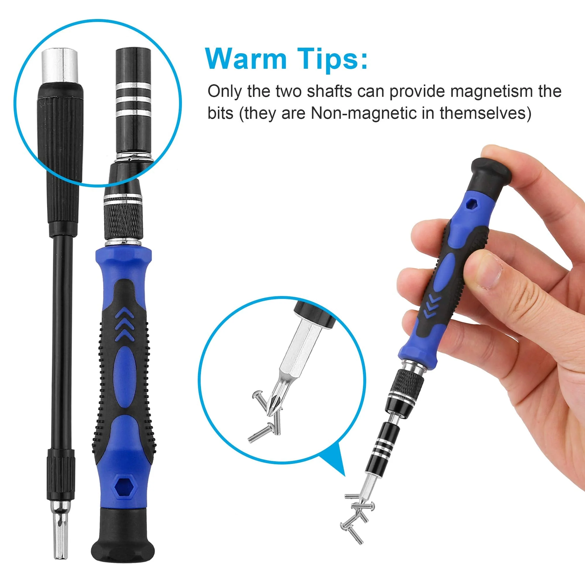 Precision Screwdriver Kit, XOOL 62 in 1 Electronics Repair Tool Kit, Magnetic Driver Kit with Flexible Shaft, Extension Rod for Mobile Phone, Smartphone, Game Console, PC, Tablet - Image 3