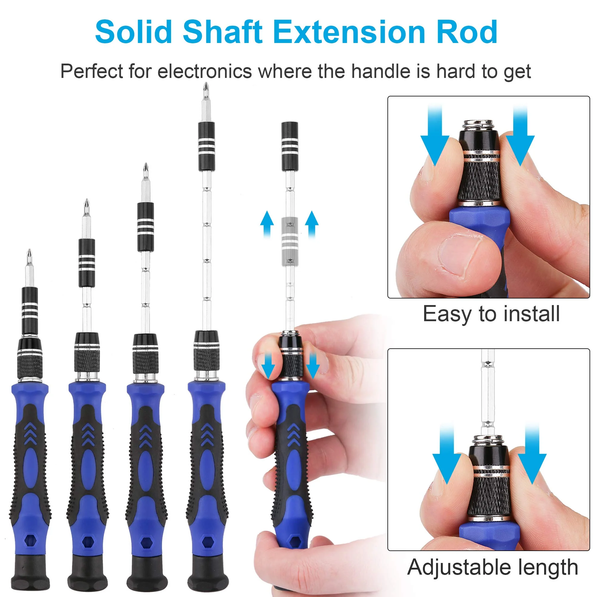 Precision Screwdriver Kit, XOOL 62 in 1 Electronics Repair Tool Kit, Magnetic Driver Kit with Flexible Shaft, Extension Rod for Mobile Phone, Smartphone, Game Console, PC, Tablet - Image 4