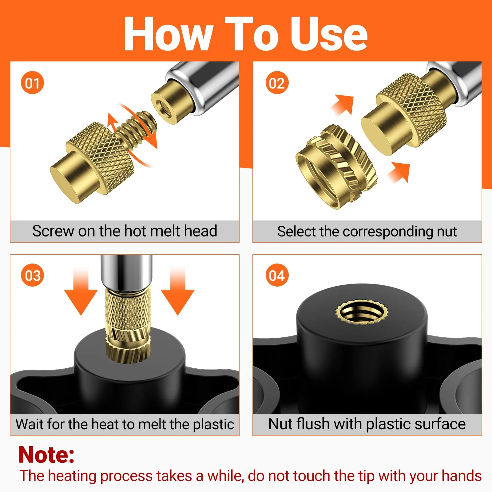 Preciva Threaded Inserts Soldering Tips Set, 6-Piece Soldering Tips for Thread Insert + 130-Piece Thread Inserts M2/M3/M4/M5/M6/M8 - Image 6