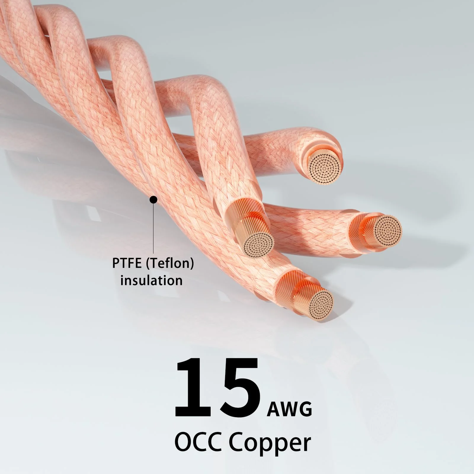 Preffair X461 OCC 5N Copper AC Power Cables 15AWG/4 x 1.5mm2 Wires with Gold Plated US-C15 IEC320 Power Connectors for Audiophile Subwoofer, Turntable, AMP, DAC (1.5M/4.9FT, X461P102G) - Image 2