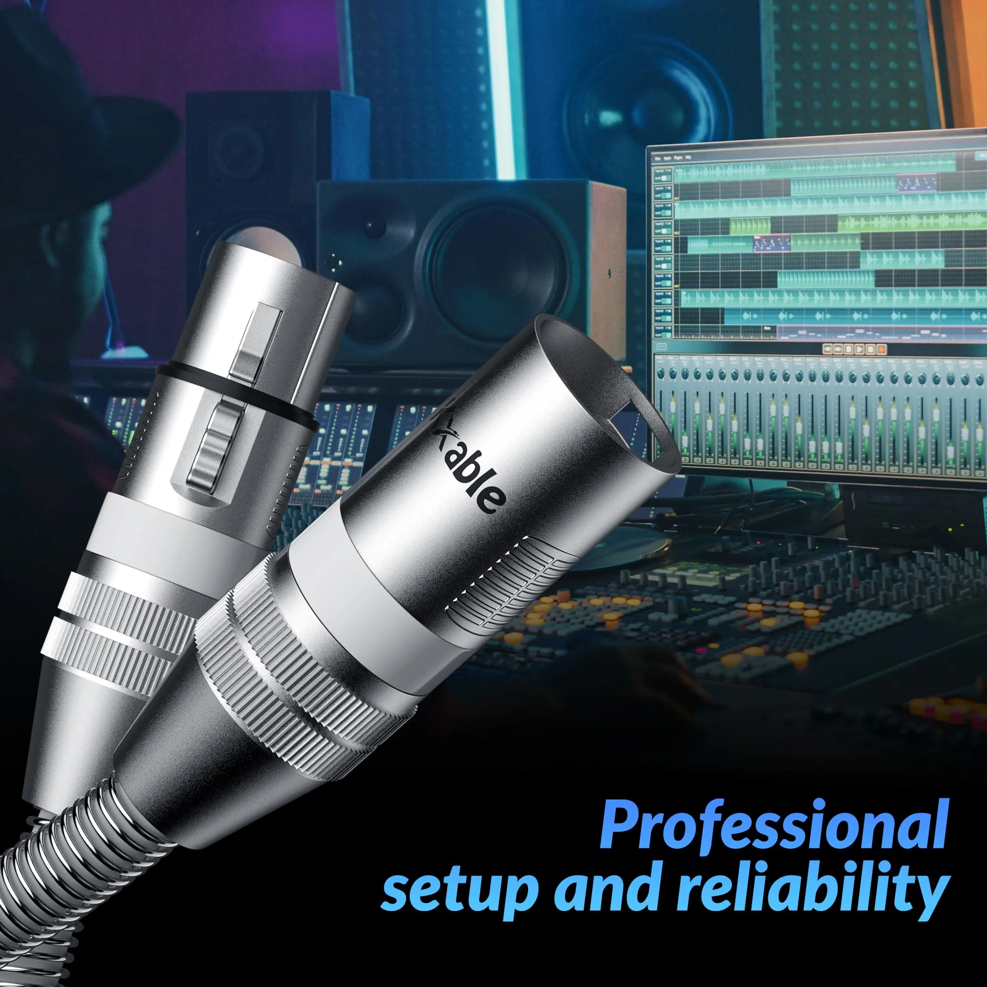 Premium 25 Feet XLR Microphone Cable, Heavy Duty 22AWG OFC XLR Male to Female Cord, 3-Pin Shielded Mic Speaker Cable, Zinc Alloy Connectors, Metal Spring SR, White 25FT - Image 6