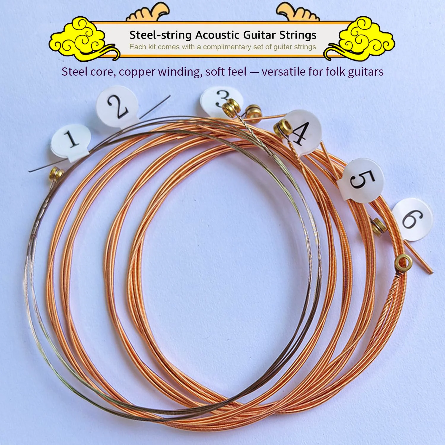 Premium All-Metal Closed-Back Guitar Tuning Peg Set of 6 (3L+3R) +Red Copper Strings Bridge Pins & Nut for Acoustic Guitar, Includes Installation Tools (Round-head) Round-head - Image 6