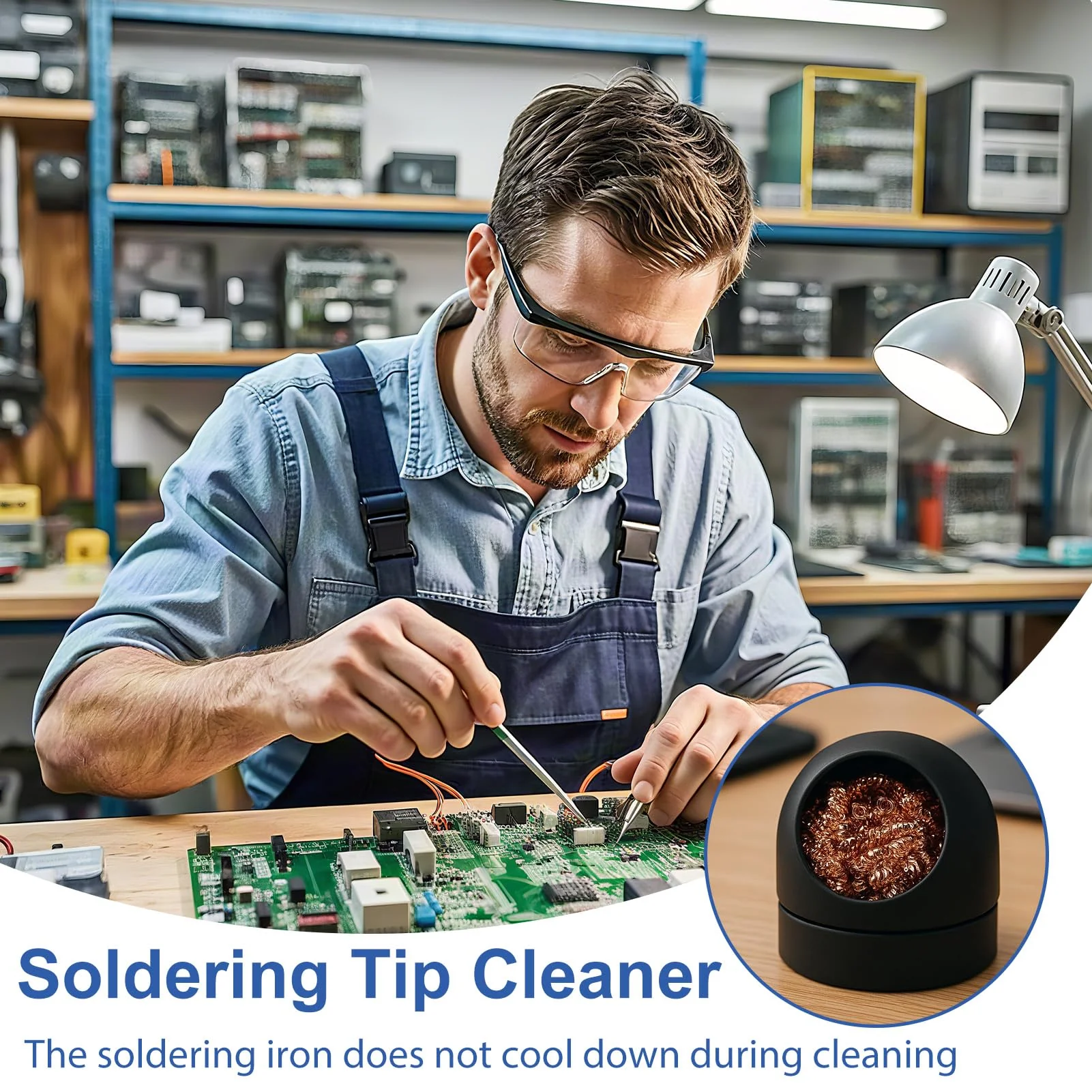 Premium Brass Soldering Tip Cleaner Set - Includes Soldering Tip Cleaning Wire, Soldering Iron Cleaner and Holder Kit Made of Soft Wound Brass Tip Cleaner Holder & Cleaning Sponge for Optimal - Image 7