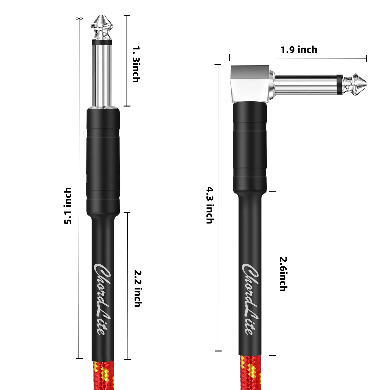Premium Guitar Cable 10Ft,Basics TS Instrument Cable,1/4 Noise Free and Long-Lasting Guitar Cord for Electric Guitar/Bass and Keyboard (Right Angle to Straight, 10FT) Right Angle to Straight - Image 2