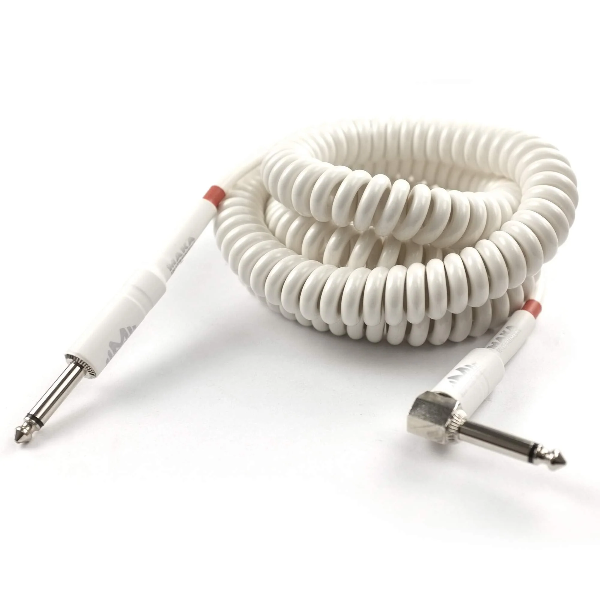 Premium Guitar Coil Cable 30 Feet, Instrument Coiled Curly Cord for Guitar Bass, 1/4 inch Right Angle to Straight, White 30' (White) - Image 3