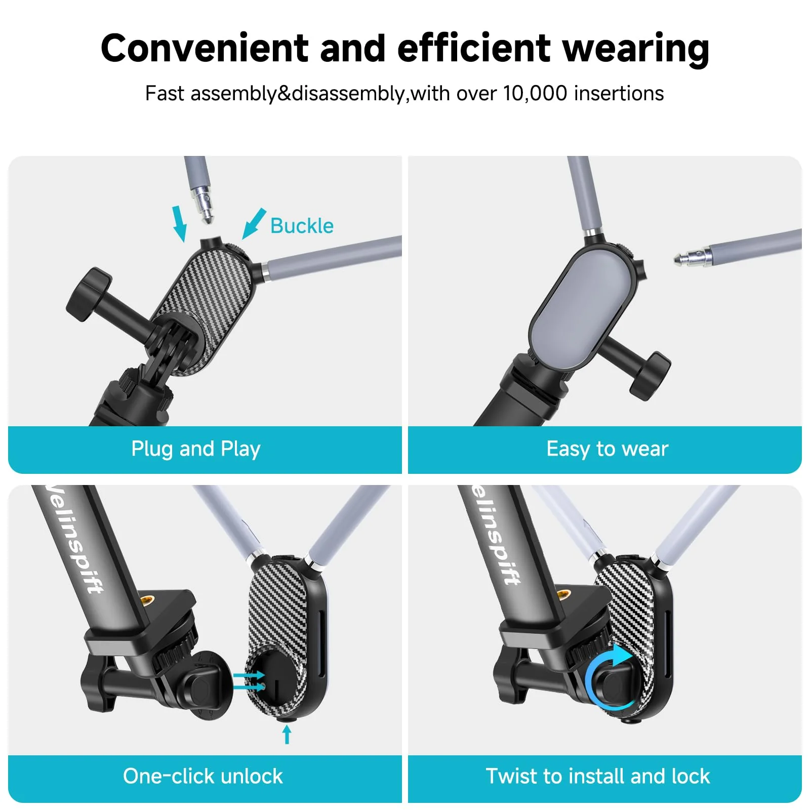 Premium Neck Phone Holder with Fill Light & Remote- POV/Vlog Chest Phone Tripod Mount w/ Anti-Shake Strap for Hands-Free Recording – Compatible with iPhone 16 15 14 13 12 Series, Andriod Cell Phones - Image 2