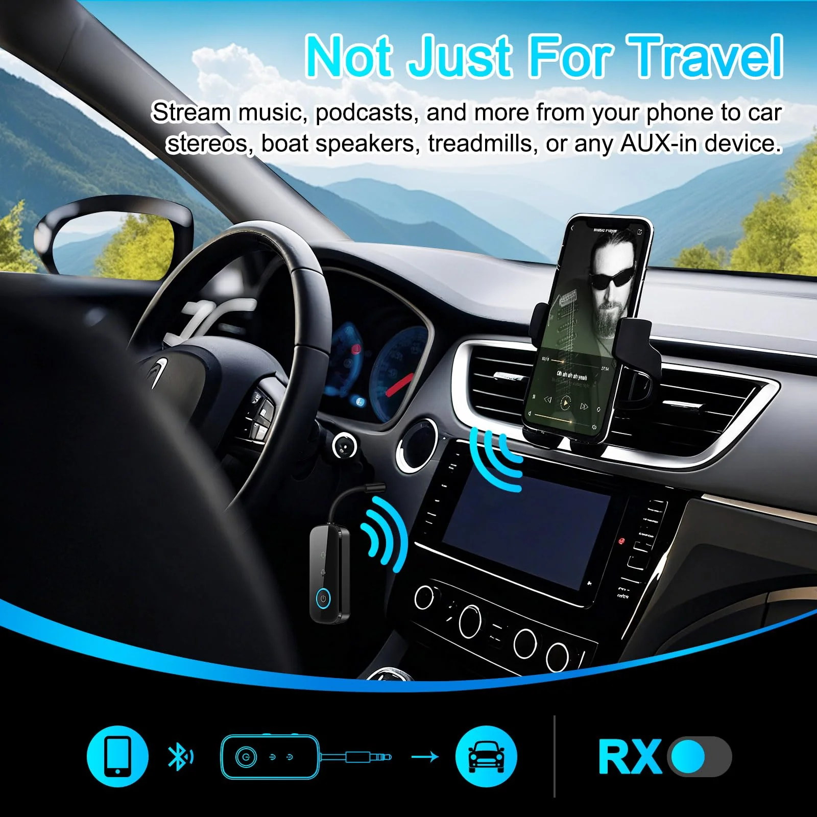 Premium Pro Bluetooth 5.4 Transmitter Receiver,Airplane Audio Adapter,Wireless Transmitter for TV/Travel Flight,Airline,Gym.Compatible with 2 AirPods/Headphones,Bluetooth Receiver for Car/Home Stereo Black - Image 7