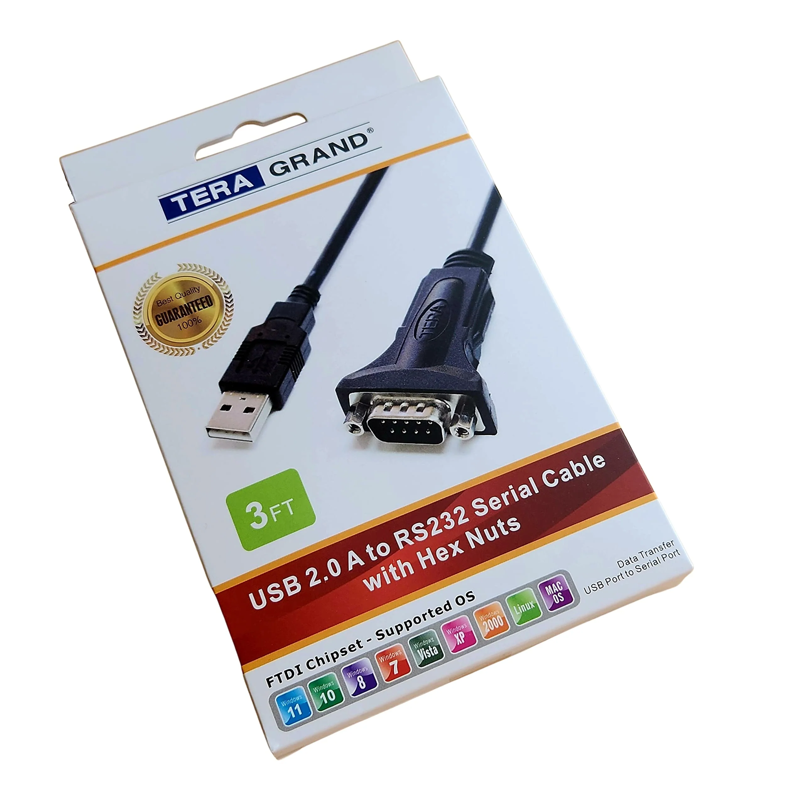 Premium USB 2.0 to RS232 Serial DB9 Adapter Cable 3 Feet - Supports Windows 11, 10, 8, 7, Vista, XP, 2000, 98, Linux and Mac - Built with FTDI Chipset and Hex Jack Nuts 3 ft - Image 5
