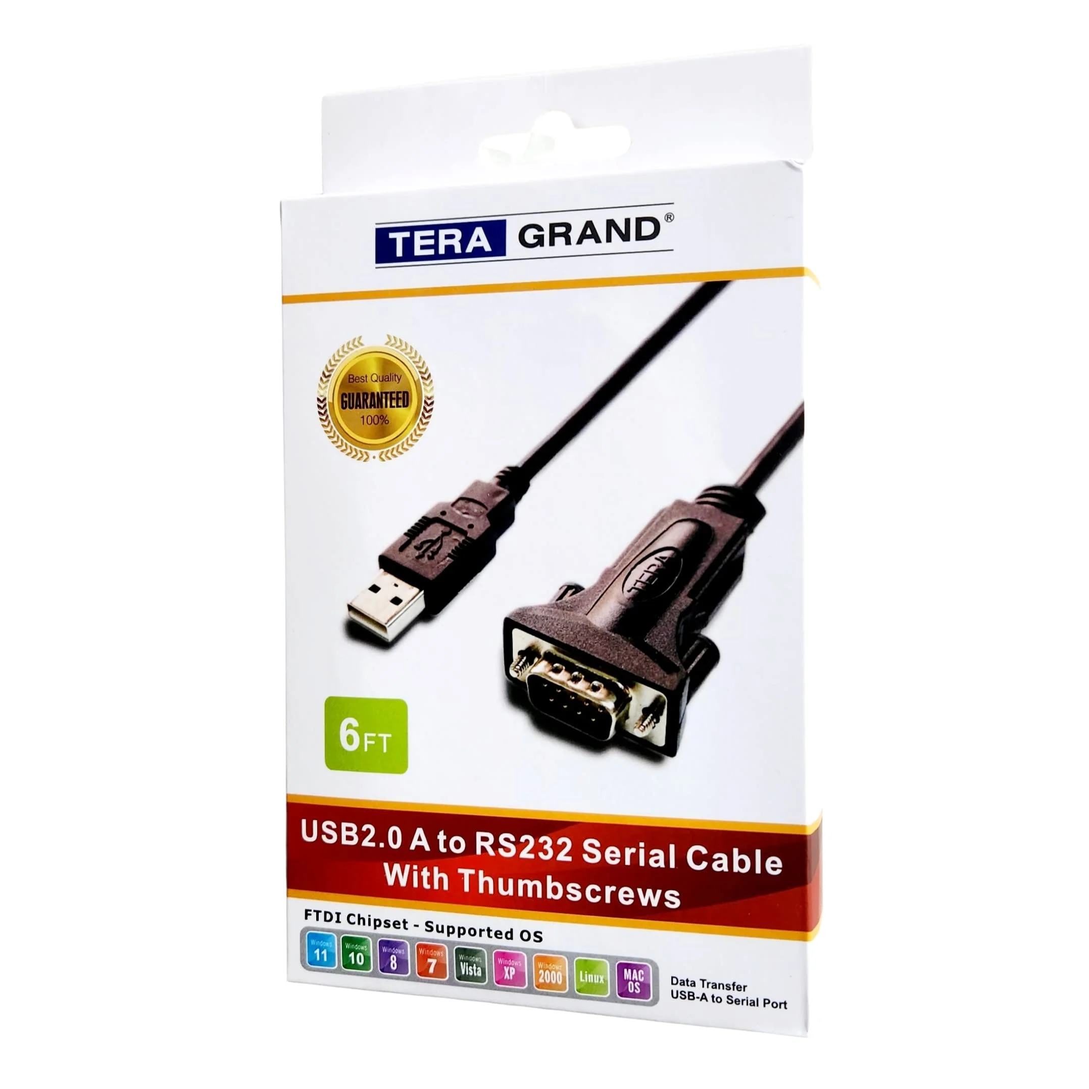 Premium USB 2.0 to RS232 Serial DB9 Adapter Cable 6 Feet - Supports Windows 11, 10, 8, 7, Vista, XP, 2000, 98, Linux and Mac - Built with FTDI Chipset and Thumbscrews 6 ft - Image 7