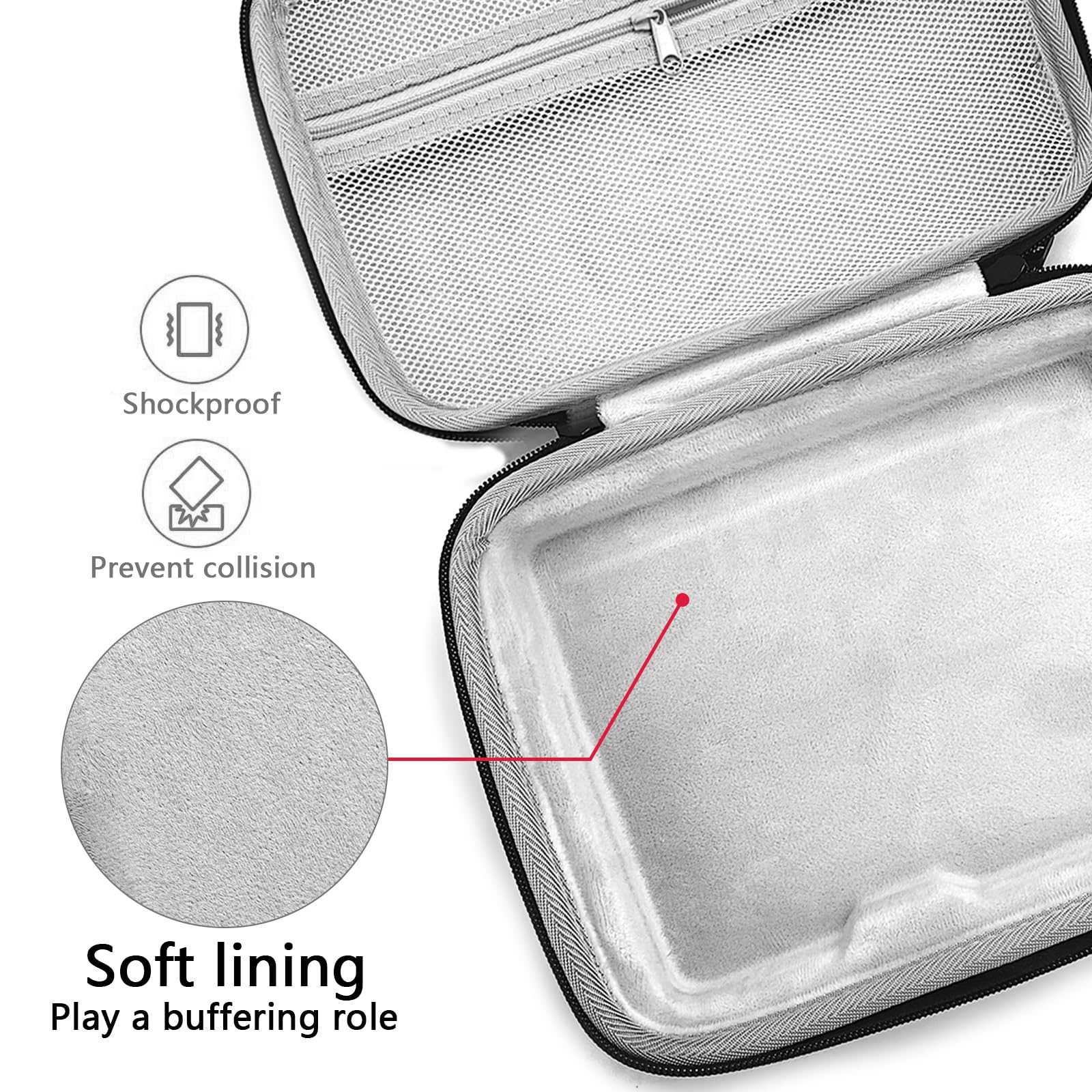 Premium velvet interior HardCase Compatible with Zoom G1X Four case B1X A1X Guitar Bass Multi-Effects Pedal cover (Grey) Grey - Image 3