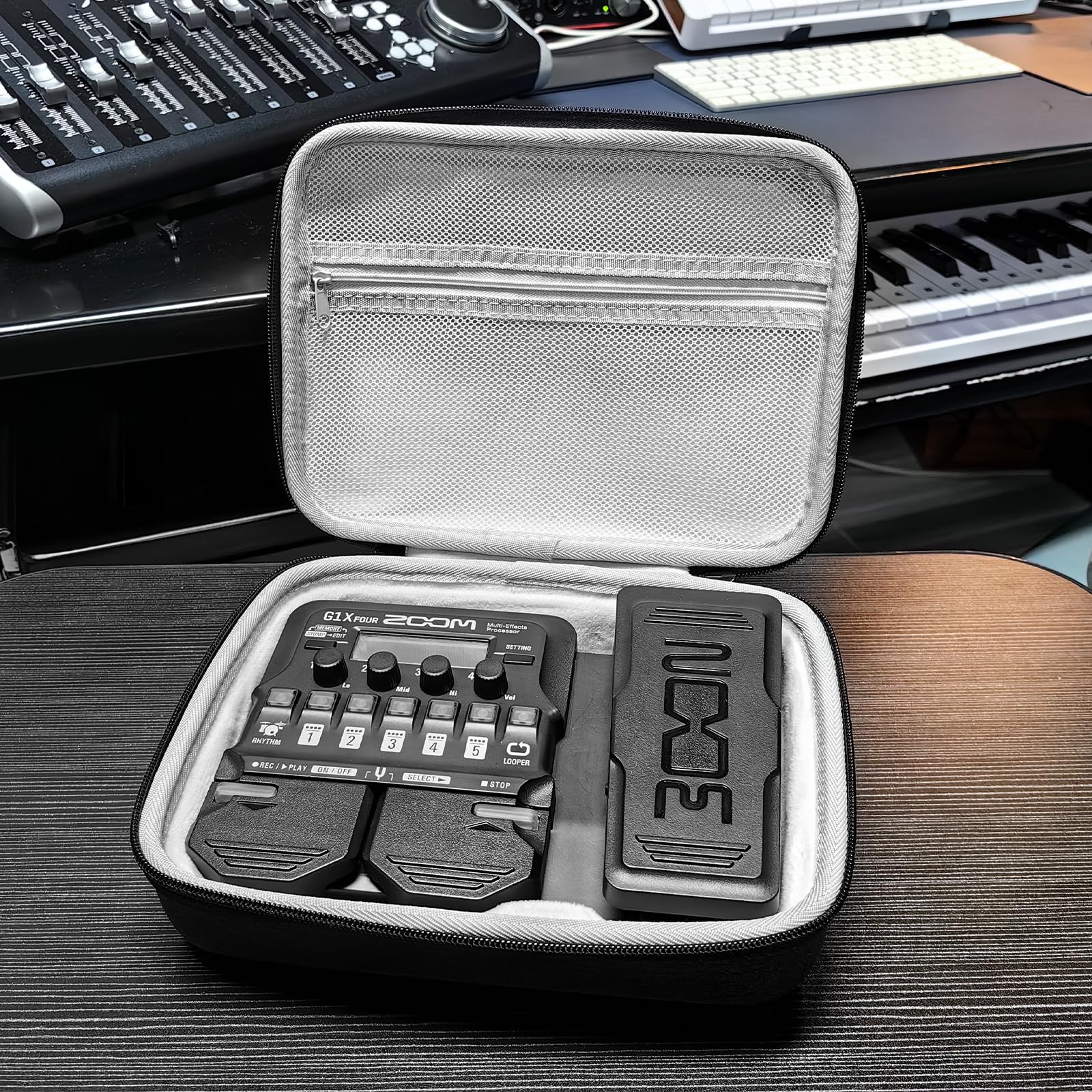 Premium velvet interior HardCase Compatible with Zoom G1X Four case B1X A1X Guitar Bass Multi-Effects Pedal cover (Grey) Grey - Image 5