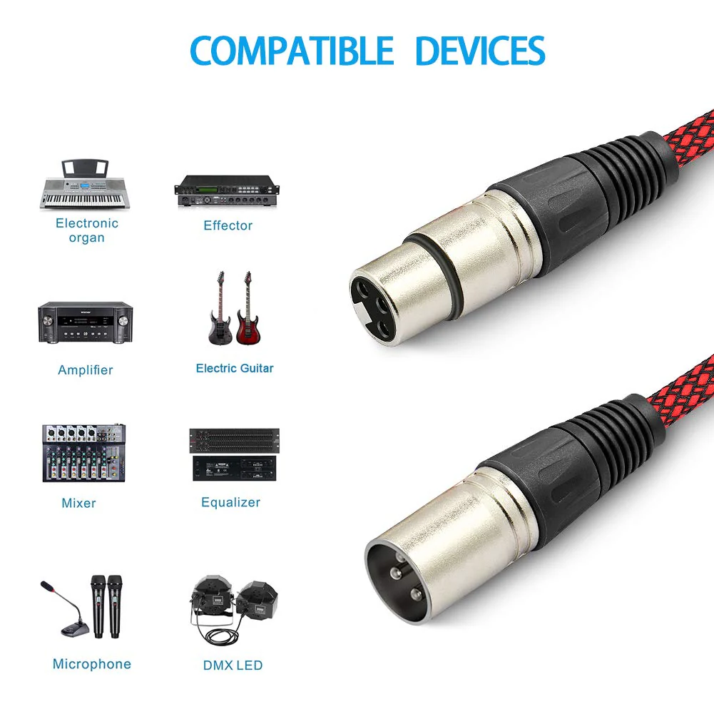 Premium XLR Male to Female 3 Pin Plug Nylon Braided Shielded Professional Mic Audio Balanced Cable for Recording Applications,Mixers,Speaker Systems (2m/6ft) 2m/6ft - Image 5