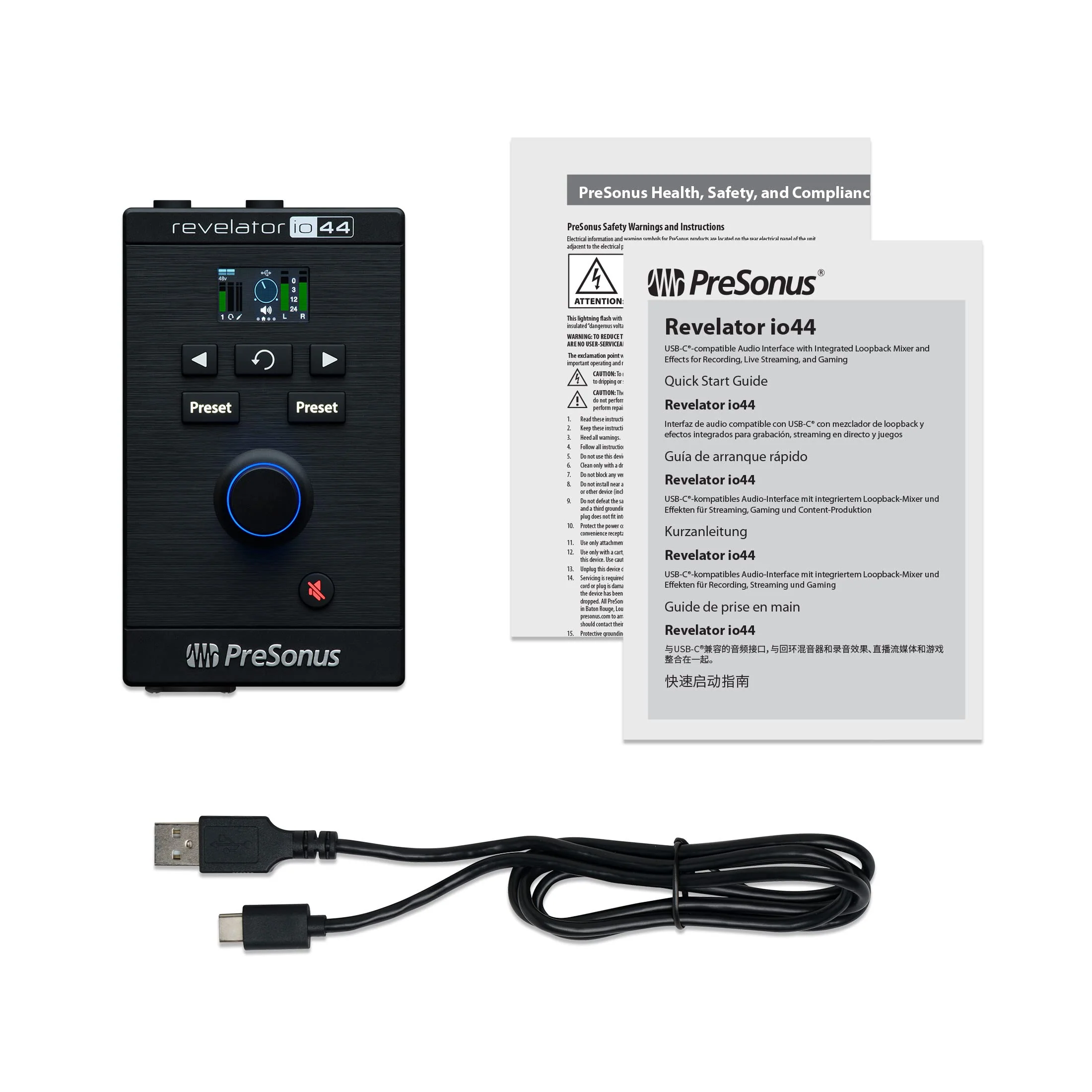 PreSonus Revelator io44 USB-C Audio Interface for music production and streaming with built-in mixer and easy-to-use effects presets plus Studio One DAW Recording Software Revelator io44 USB-C Interface - Image 6