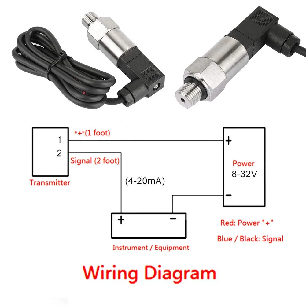 Pressure Transmitter, 4-20 mA Output G1/4 Inch Silicon Pressure Sensor for Water, Gas, Fuel, Oil or Air Pressure (0-1MPA) - Image 5