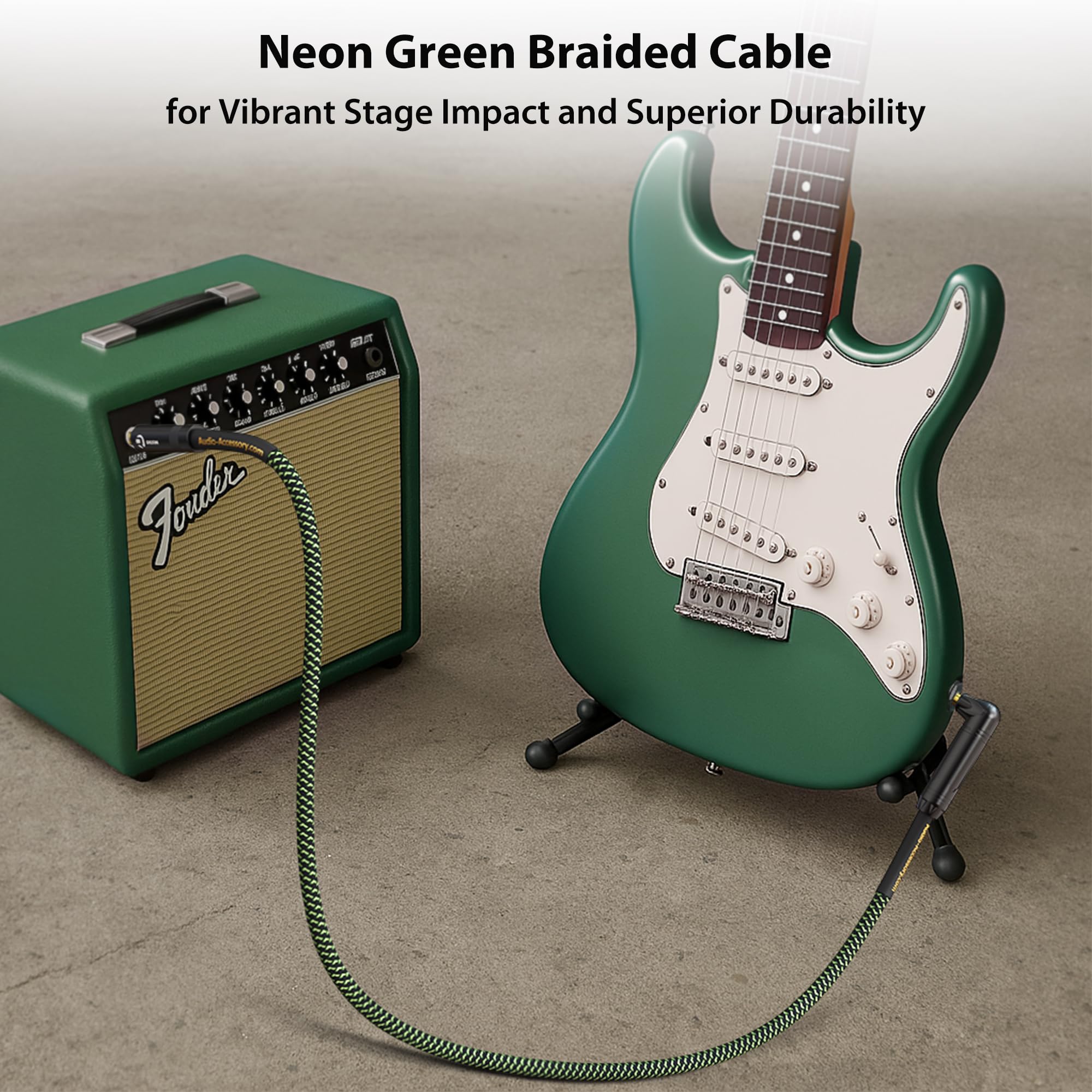 Pro Bass Guitar Cable 10 ft, Gold-Plated Neutrik REAN Connector, 18 AWG OFC, Braided 1/4 Inch Instrument Cable for Fender Electric Bass Guitar Combo Amp Rumble Marshall, Right Angle - Image 7