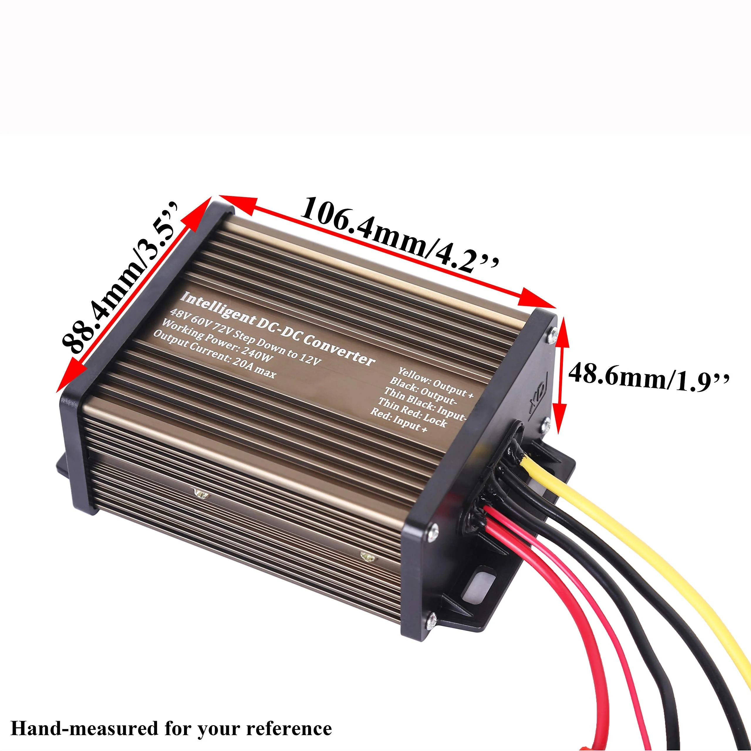Pro Chaser DC-DC 72V 60V 48V Volt Voltage to 12V Step Down Voltage Reducer Regulator 180W 15A for Scooters & Bicycles Golf cart (20A 240W) 20A 240W - Image 3