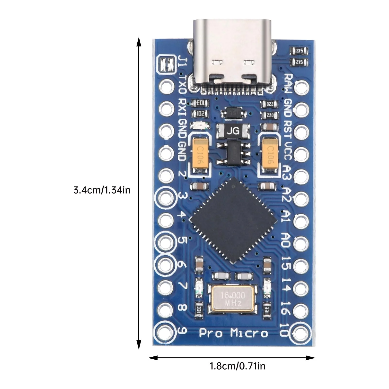Pro Micro 32U4 Module Type-C Development Board 5V 16MHz Microcontroller Pack of 2 Blue-2 Pieces - Image 3