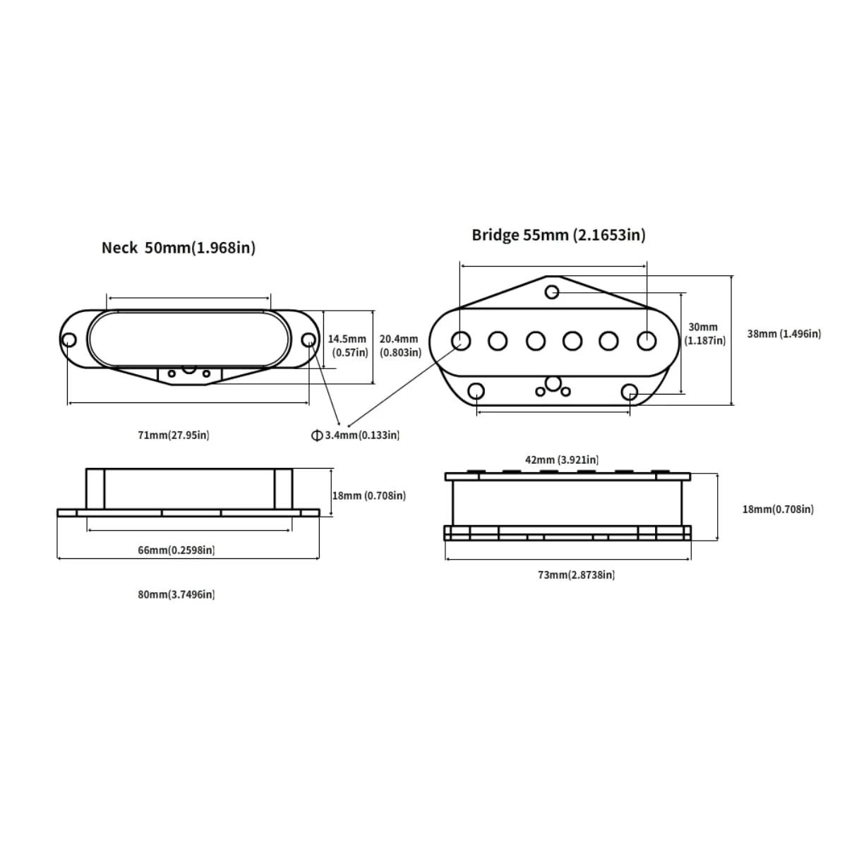 Pro TL-60S Vintage Alnico 5 Single Coil Neck Pickups for FD Tele Style Electric Guitar, Gold pickup neck - Image 7