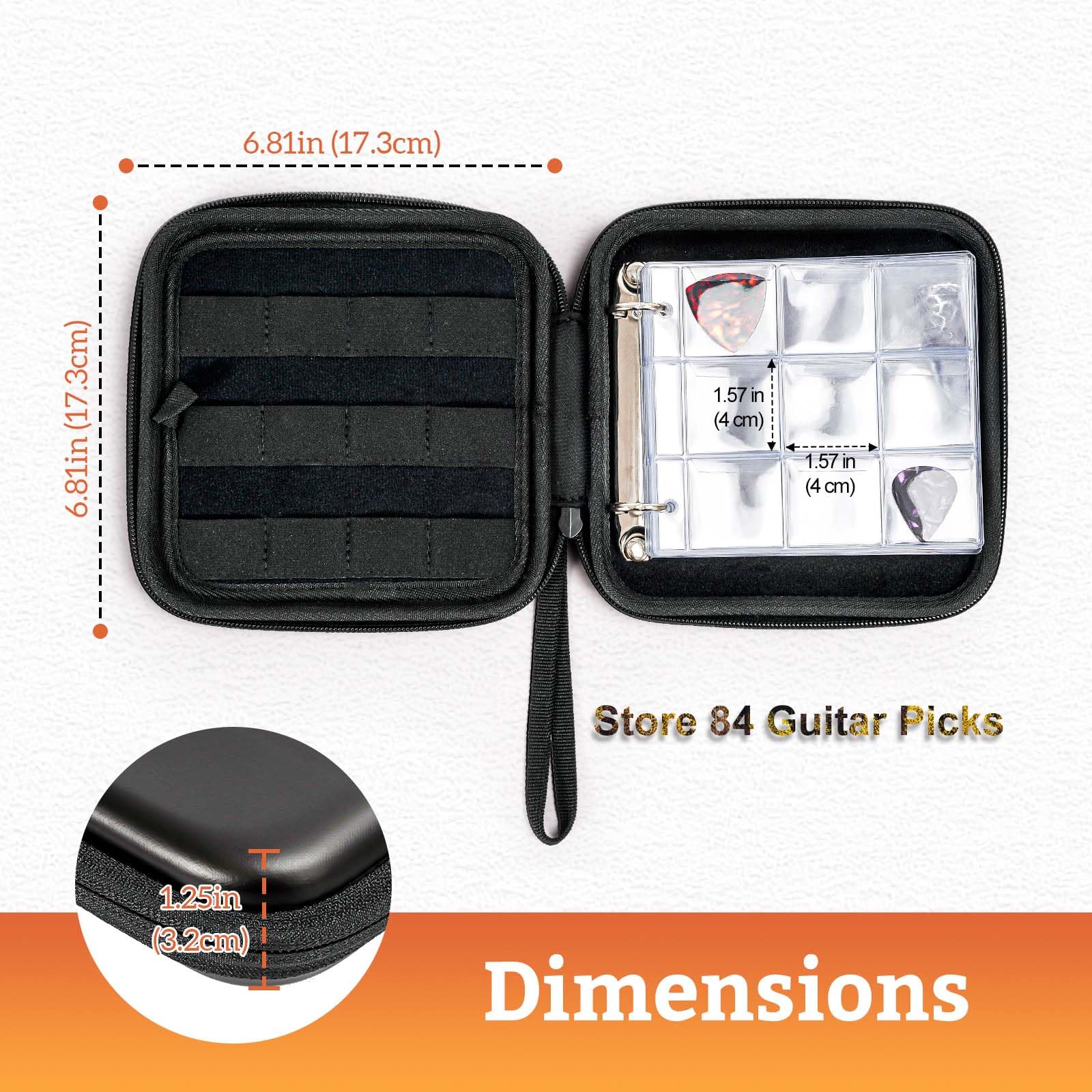 ProCase Guitar Pick Case, Pick Holder Stores 84 pcs Guitar Picks Collection Pick Storage Album Book Pick Display Water-Resistant, Durable EVA Material Bag for Guitar Player -Black - Image 3