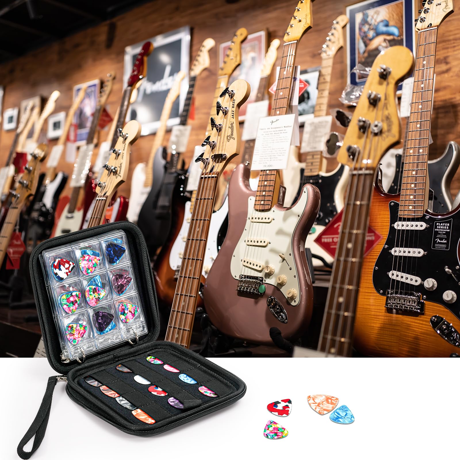 ProCase Guitar Pick Case, Pick Holder Stores 84 pcs Guitar Picks Collection Pick Storage Album Book Pick Display Water-Resistant, Durable EVA Material Bag for Guitar Player -Black - Image 5