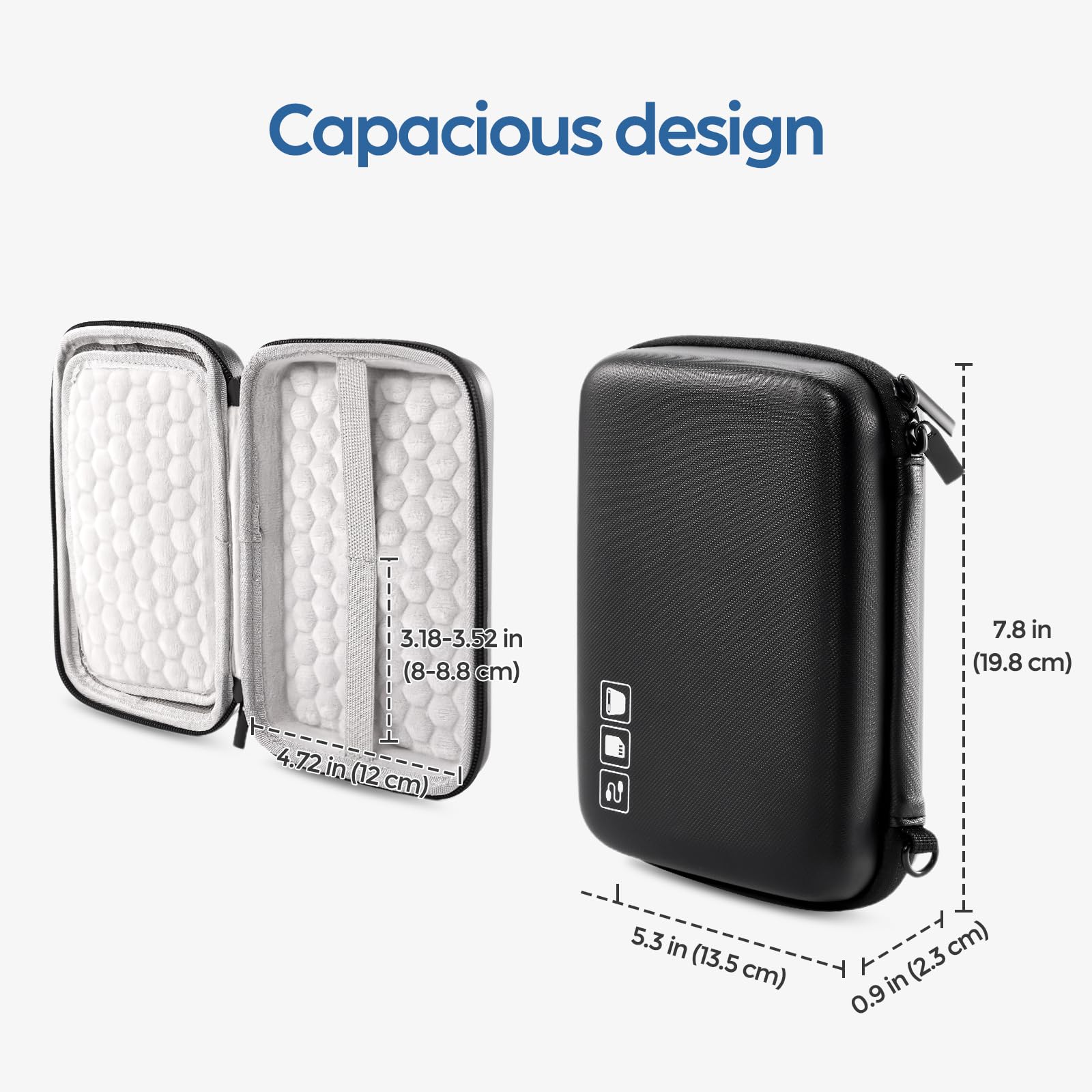 ProCase Hard Drive Case for Canvio Basics Western Digital WD Elements My Passport Seagate Portable Backup Plus Slim 1TB 2TB 3TB 4TB USB 2.5, Portable External Hard Drive Case for 2 Hard Drives -Black - Image 3