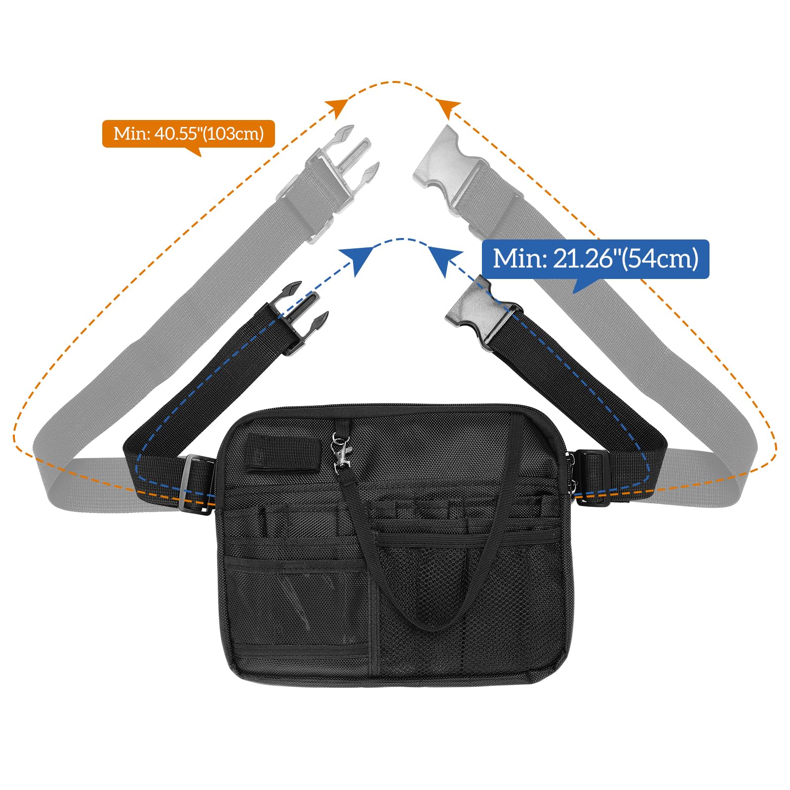 ProCase Nurse Fanny Pack, Lightweight Utility Organizer Pouch for Medical Supplies, Stethoscope, Scissors for RN EMT -Black, Large Black - Image 2
