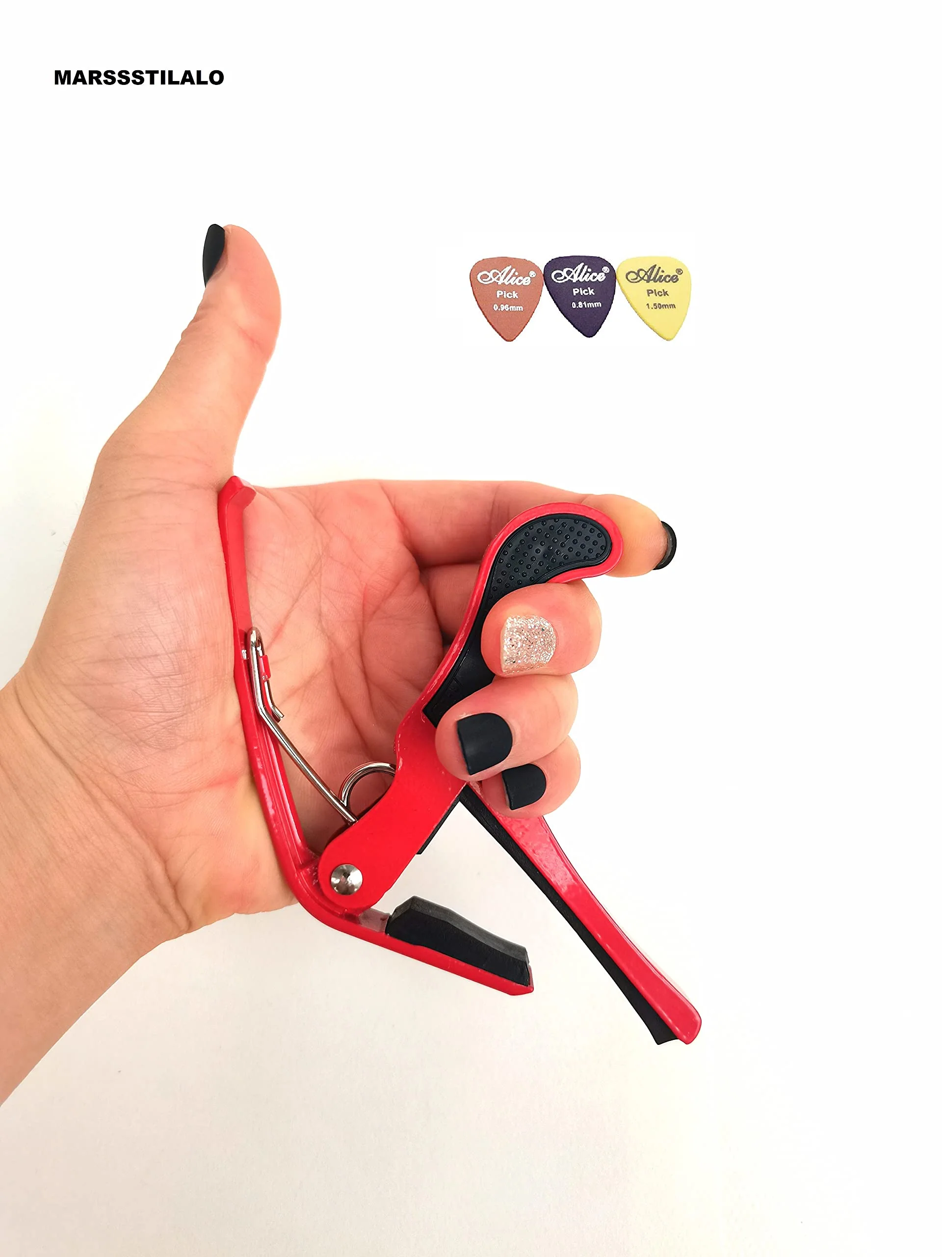 Professinal Metal Capo for Acoustic Guitars Electric Bass (Red) Red - Image 3