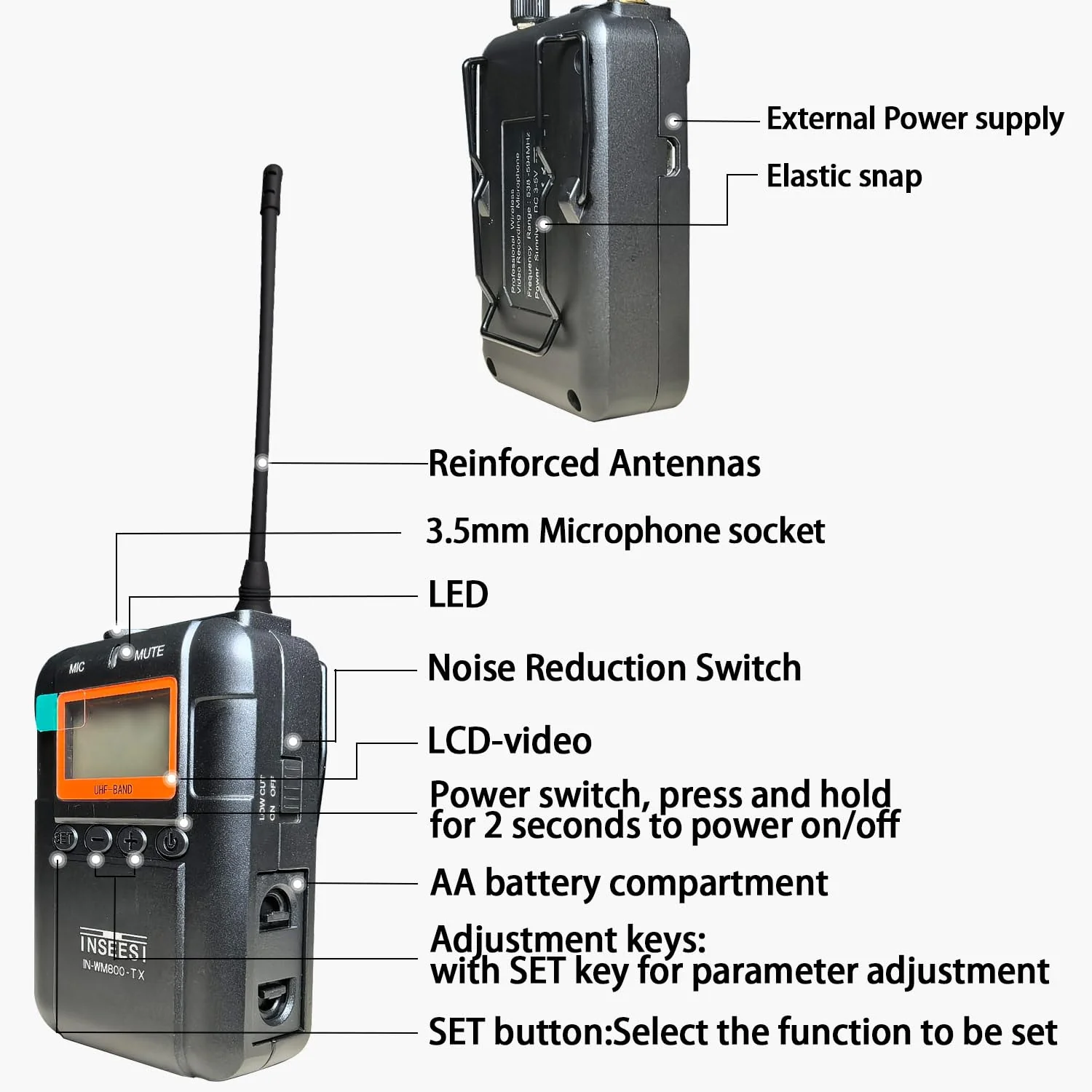 Professionai Wireless Video Recording Microphone with 1 Receiver,1 Transmitters, and 1 Lapel Microphones Compatible Smartphones,DSLR,and Video Cameras - Image 4